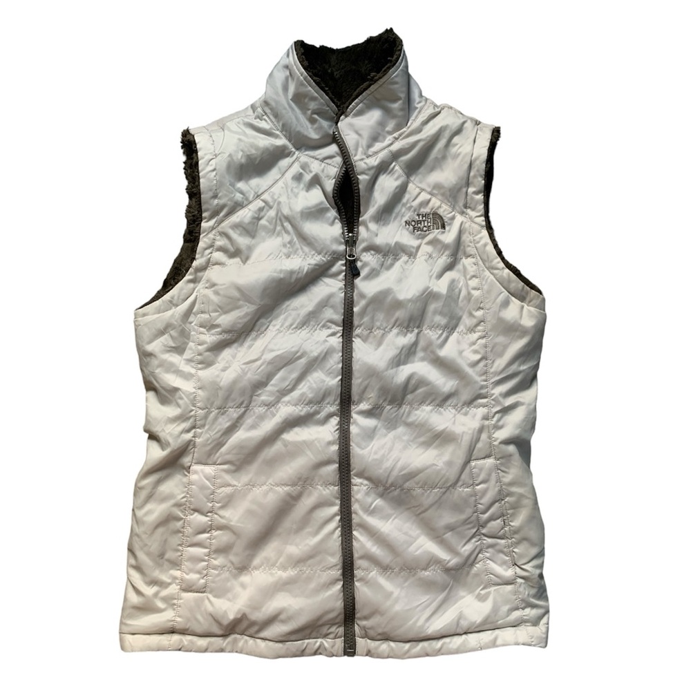 The North Face Mossbud Cream and Brown Reversible Vest S